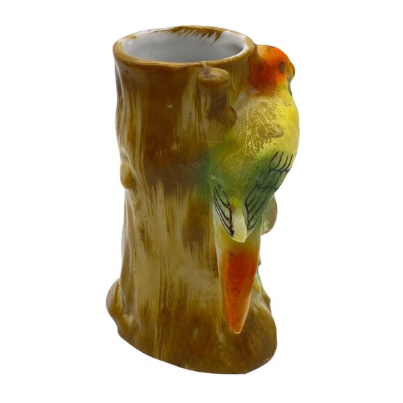 VTG Parakeet bud vase ceramic Japan Birds Budgies Love bird - Picture 4 of 8